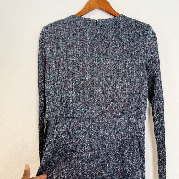 Aidan by Aidan Mattox Metallic Faux Wrap Dress - Picture 9 of 13